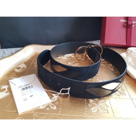 SALVATORE FERRAGAMO patchwork suede belt, 85 cm, NWT main image 4